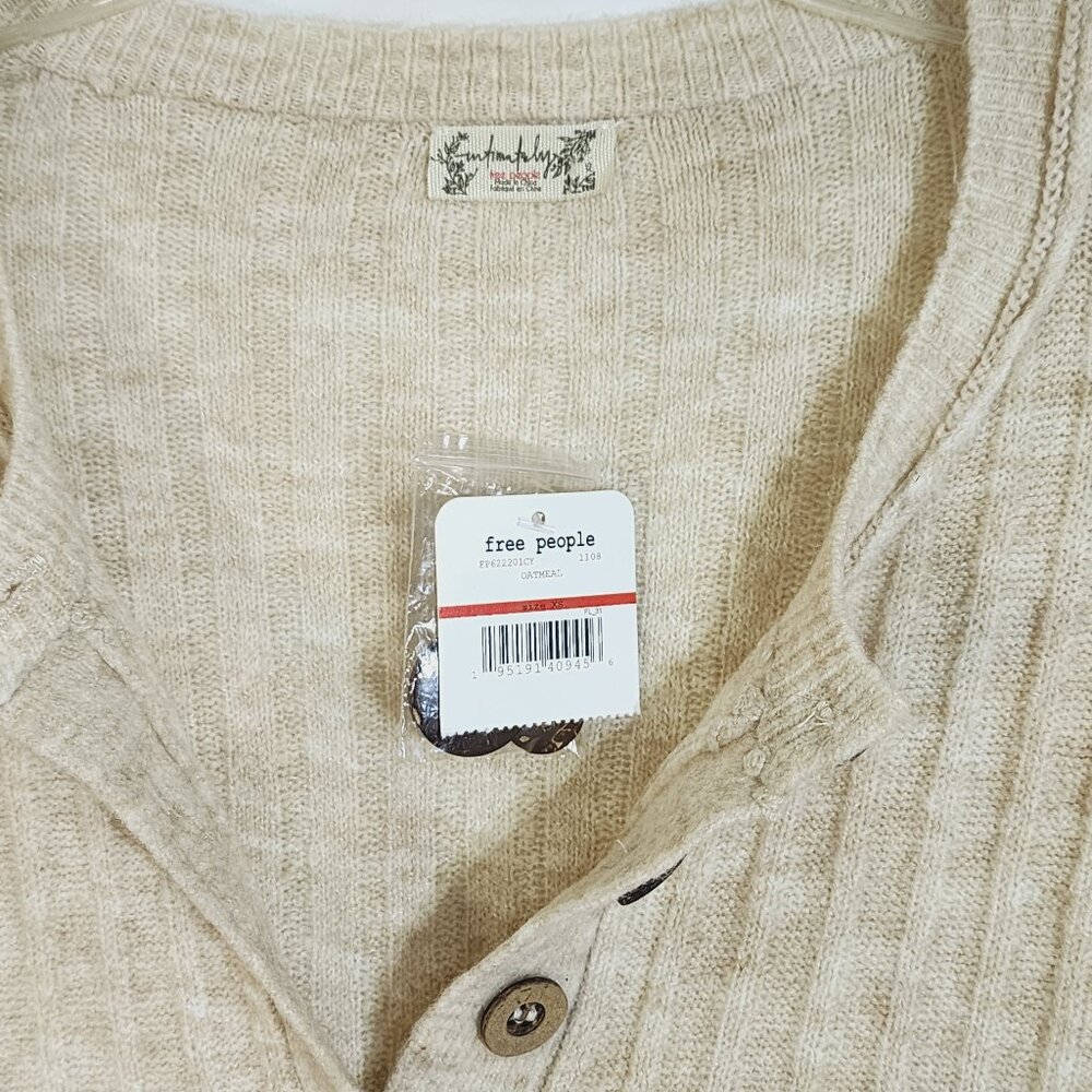 Free People New Around the Clock Pullover Ribbed Knit Sweater in Oatmeal Size XS - Picture 7 of 13